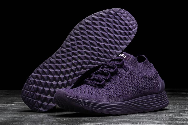 Men's Nobull Plum Reflective Knit Running Shoes Purple | SG L2007I